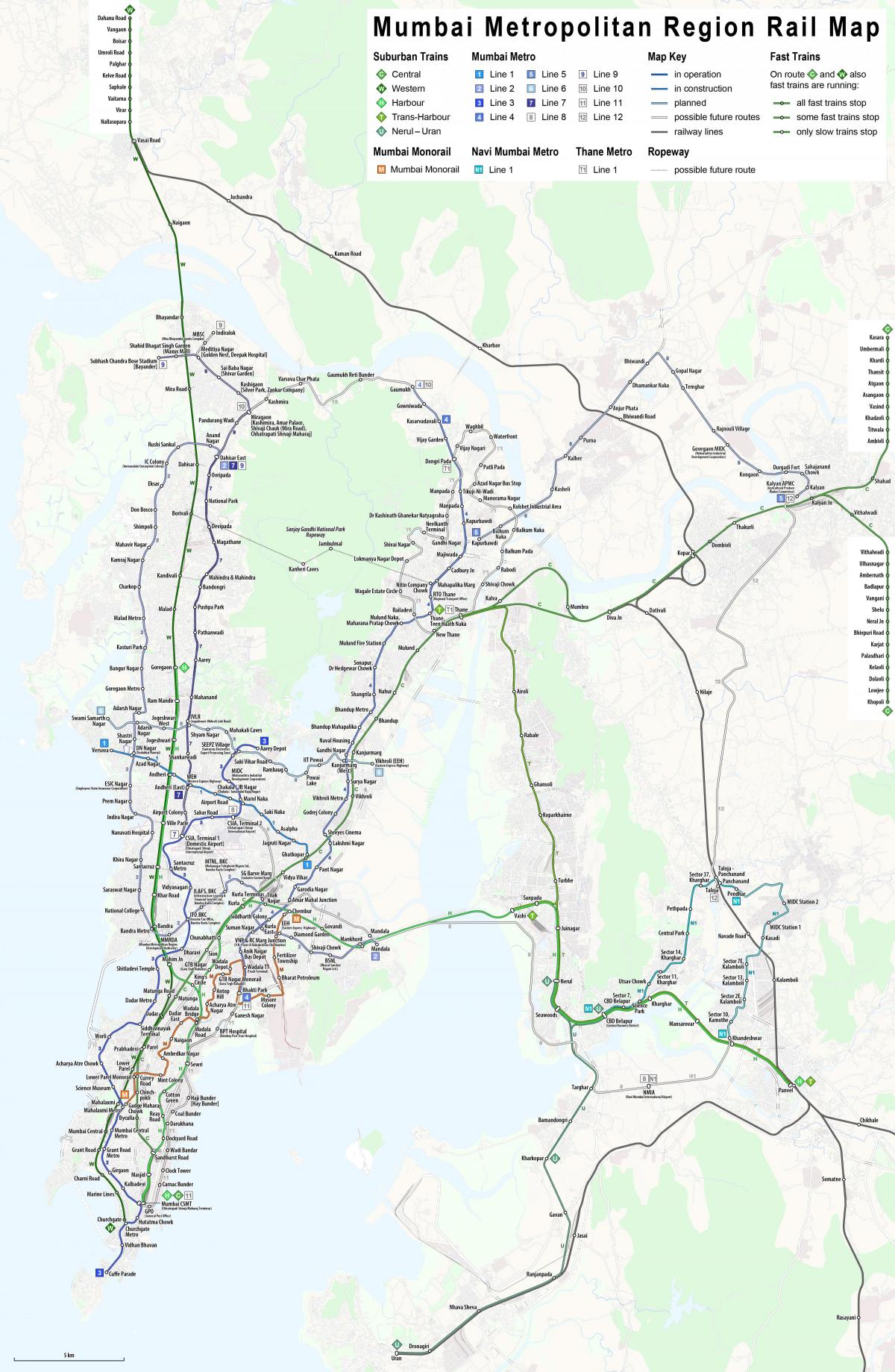 Mumbai - Bombay railway stations map