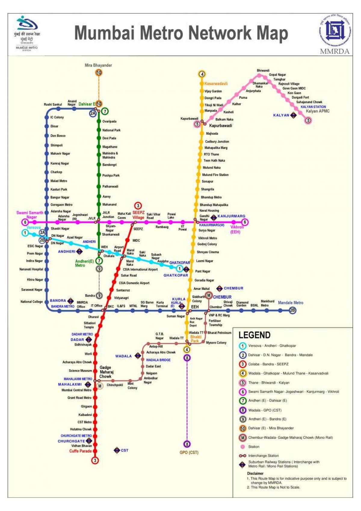 Mumbai - Bombay metro stations map