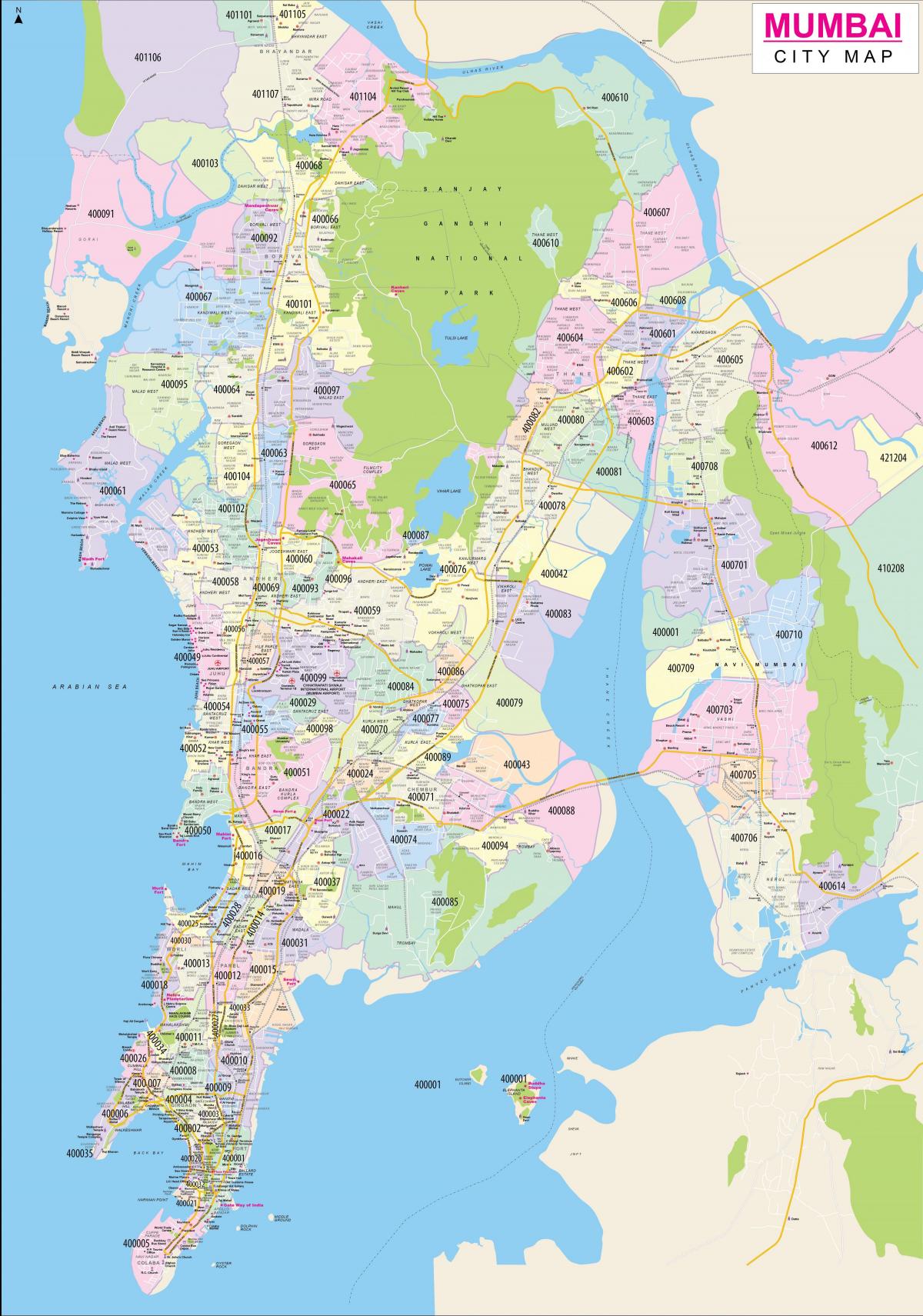 Mumbai - Bombay zip codes map