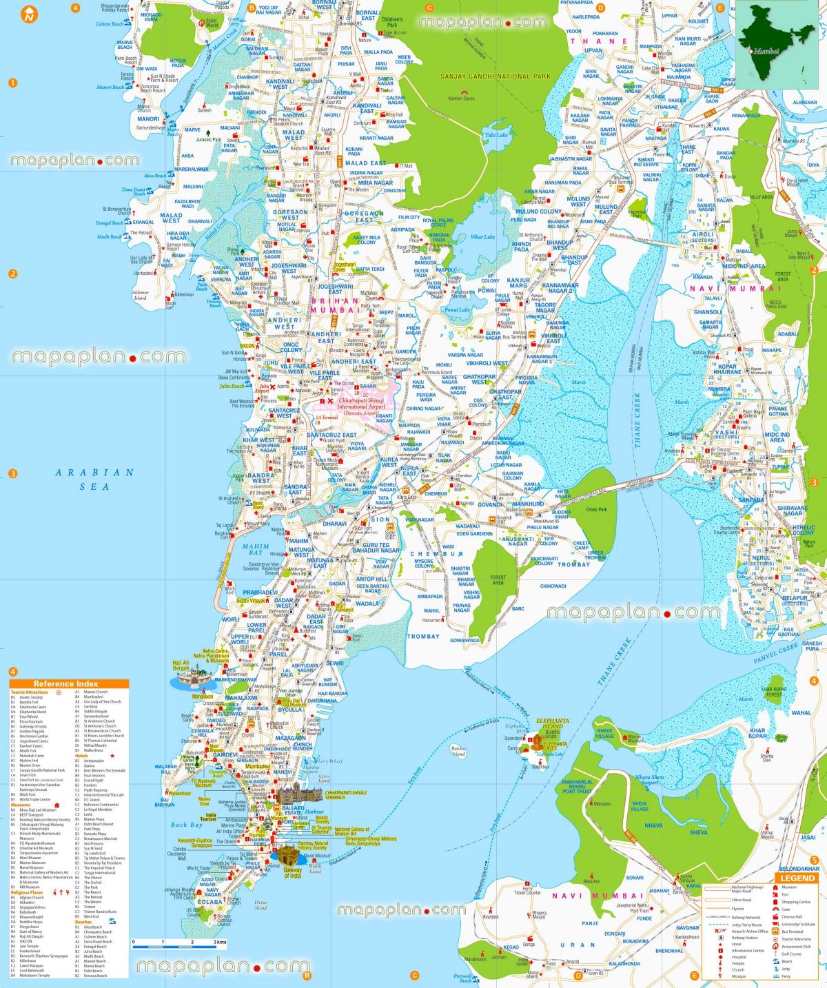 Mumbai - Bombay sightseeing map